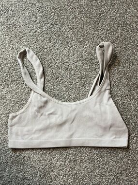 Target Ribbed Scoop Bralette in Light Beige